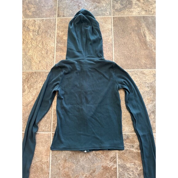Skims Cotton Rib Zip Up Hoodie Spruce Size XS - Picture 10 of 12